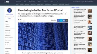 How to log in to the Tes School Portal | Tes News