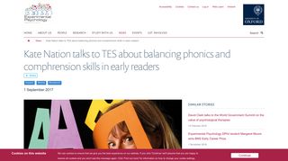 Kate Nation talks to TES about balancing phonics and comphrension ...