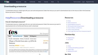 Downloading a resource | Tes