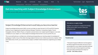 Online Subject Knowledge Enhancement (SKE) courses - Tes