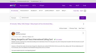 Solved: Being charged to call Tesco International Calling ... - BT ...