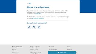 Make A One-Off Payment | Mobile Payments | Tesco Mobile