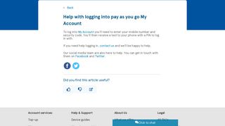 Help With Logging Into Pay As You Go My Account | Tesco Mobile