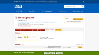 Reviews and ratings - Tesco Opticians - NHS