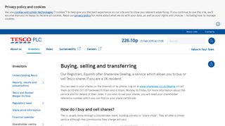 Buying and selling shares - Tesco PLC