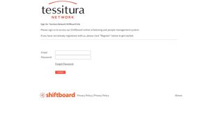 Welcome to Tessitura Network Shiftboard Shiftboard Login Page