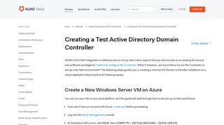 Creating a Test Active Directory Domain Controller - Auth0