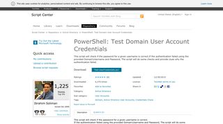 Script PowerShell: Test Domain User Account Credentials