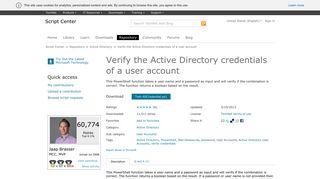 Script Verify the Active Directory credentials of a user account