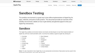 Apple Pay - Sandbox Testing - Apple Developer