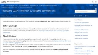 Testing the LDAP connection by using the command line - IBM