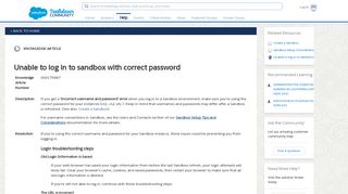 Unable to log in to sandbox with correct password - Salesforce Help