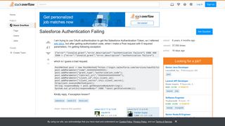 Salesforce Authentication Failing - Stack Overflow