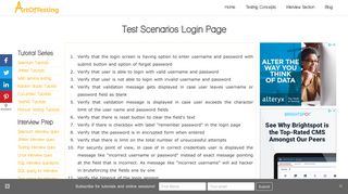 Test cases of Login page