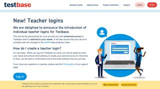 New! Teacher logins | Testbase