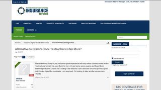 Alternative to Examfx Since Testeachers is No More? - Insurance Forums
