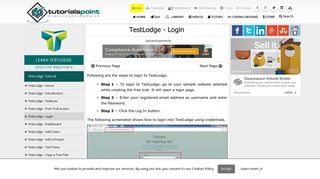 TestLodge Login - Tutorialspoint