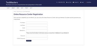 Online Resource Center Registration - TestMasters