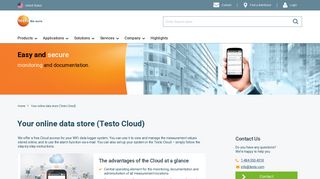 Your online data store (Testo Cloud) | Testo, Inc