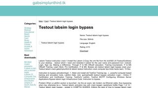 Testout labsim login bypass download - gabsimplunthird.tk