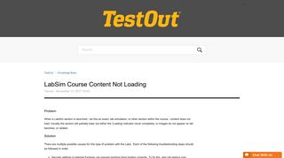 LabSim Course Content Not Loading – TestOut