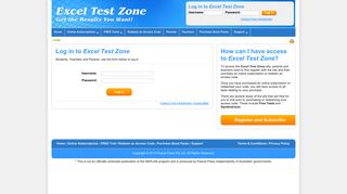 Log in to Excel Test Zone