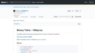 Binary Tetris - 140byt.es · GitHub