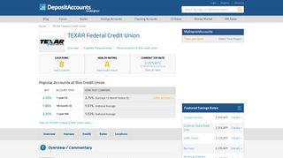 TEXAR Federal Credit Union Reviews and Rates - Deposit Accounts