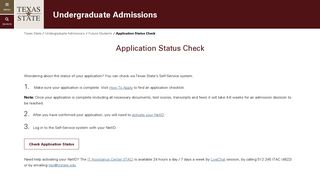 Application Status Check : Undergraduate Admissions : Texas State ...