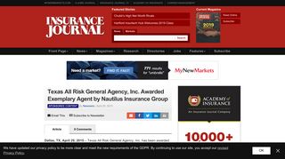 Texas All Risk General Agency, Inc. Awarded ... - Insurance Journal
