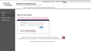 Child Care Training Courses: Sign In To Your Account