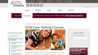 Child Care Training Courses - Texas A&M AgriLife Extension