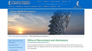 Office of Recruitment and Admissions Texas A&M University-Corpus ...
