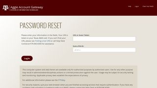 Password Reset - Aggie Account Gateway - Texas A&M University