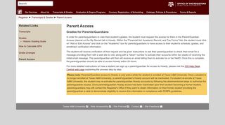 Parent Access - Office of the Registrar - Texas A&M University