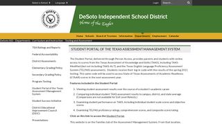 Student Portal of the Texas Assessment Management System ...
