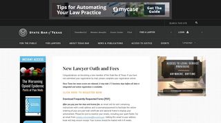 State Bar of Texas | New Lawyer Oath & Fees