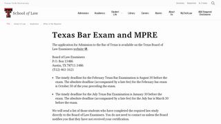 Texas Bar Exam and MPRE | Office of the Registrar | Academics ...