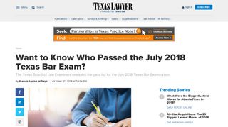 Want to Know Who Passed the July 2018 Texas Bar Exam? - Law.com