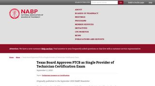 Texas Board Approves PTCB as Single Provider of Technician - NABP