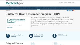 Children's Health Insurance Program (CHIP) | Medicaid.gov