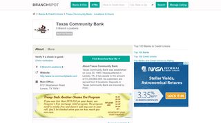 Texas Community Bank - 8 Locations, Hours, Phone Numbers …