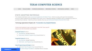 State-Adopted Materials - Texas Computer Science