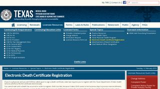 Electronic Death Certificate Registration - Texas Medical Board