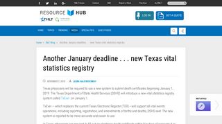 Another January deadline . . . new Texas vital statistics registry