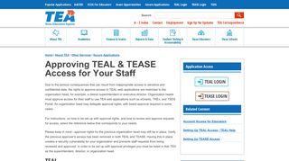 Approving TEAL & TEASE Access for Your Staff - Texas Education ...