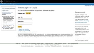 TxComptroller eSystems - Returning User Login - Texas Comptroller