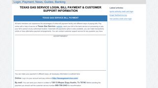 Texas Gas Service Login, Bill Payment & Customer Support Information