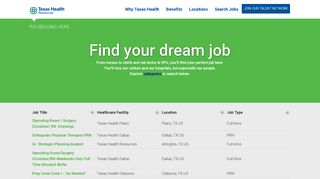 Search Jobs - Texas Health Career Home - Texas Health Resources