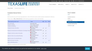 Customer Service Forms - Texas Life Insurance Company